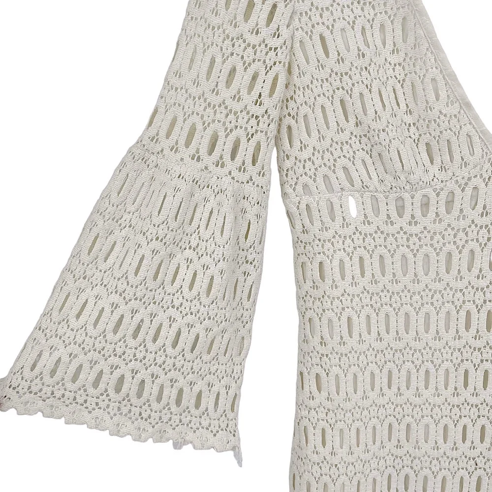 TRINA TURK Off White Cotton Eyelet Crochet Sheath Dress - Size 8 - Picture 4 of 14